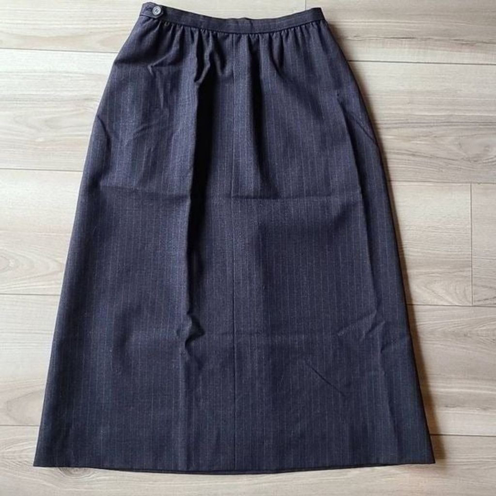 Cricketeer Dayton's Oval Room Tailored Long Lined Wool Skirt sz S Navy Pinstripe